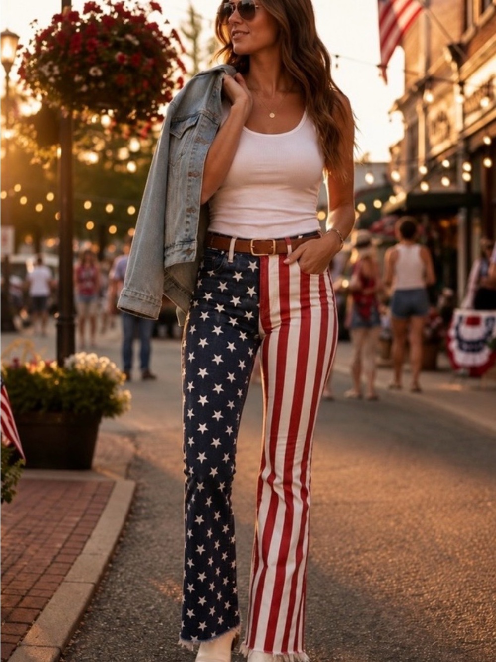 Judy Blue Americana High-Rise Flare Pants - Red & Blue JB88560